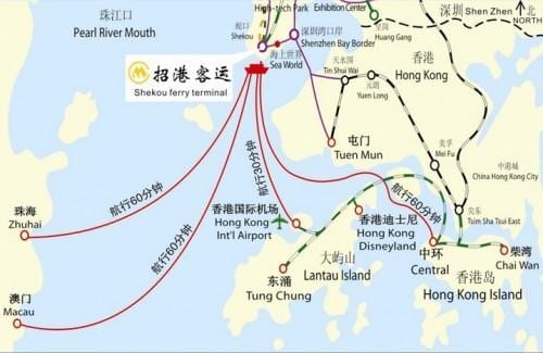 แผนที่ของ shekou อขนส่งเทอร์มินัล