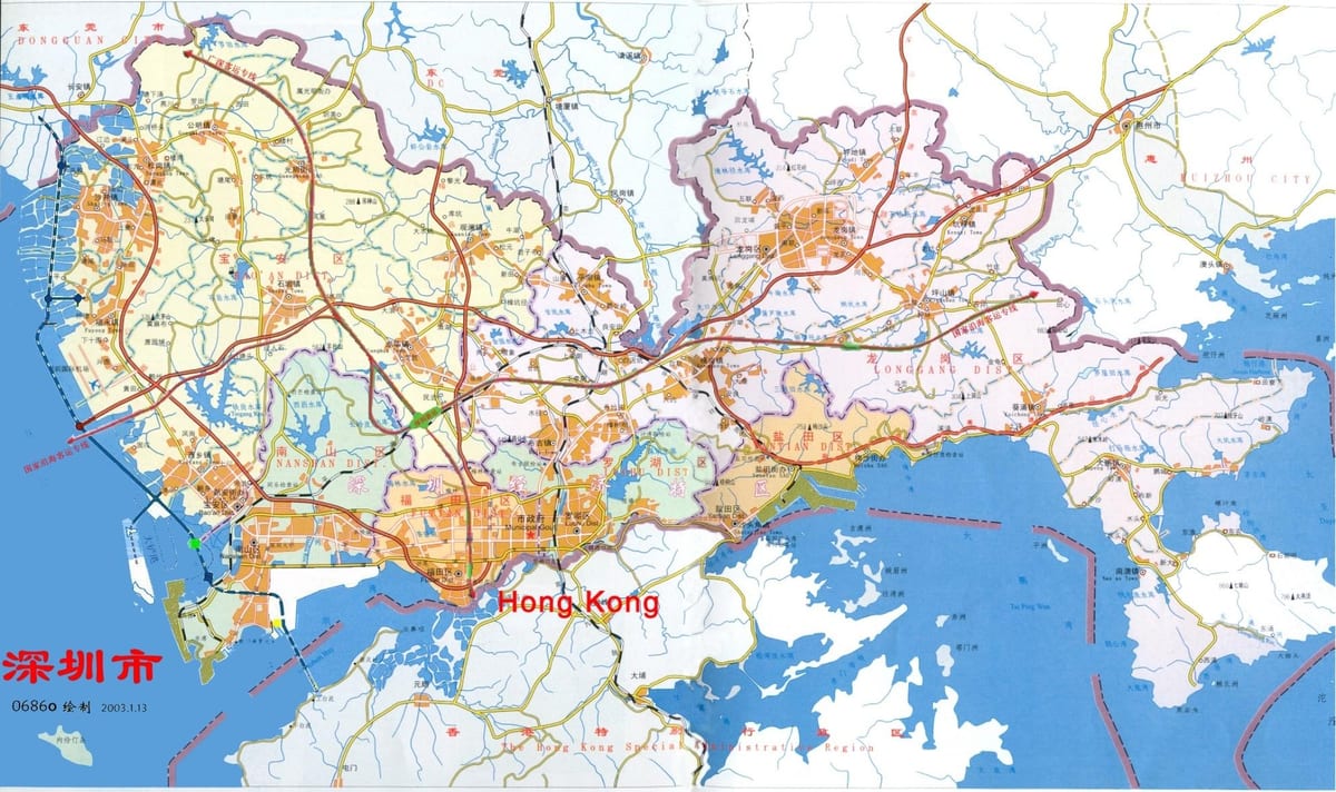 แผนที่ของ Shenzhen หน่วยแพทย์ฉุกเฉินประเทศจีน