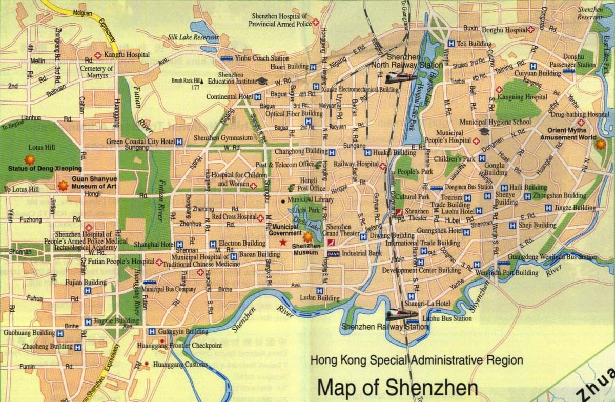 แผนที่ของ Shenzhen เมือง
