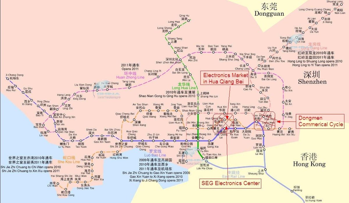 แผนที่ของ Shenzhen เครื่องอิเล็กทรอนิกตลาด