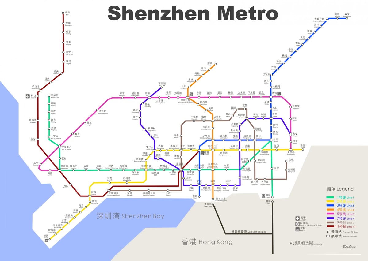 แผนที่ของ Shenzhen ใต้ดิน
