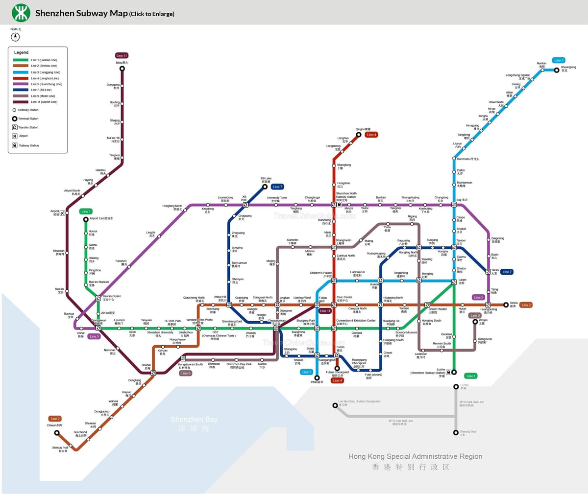 Shenzhen mtr แผนที่