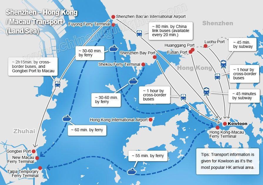 แผนที่ของ zhuhai อขนส่งเทอร์มินัล