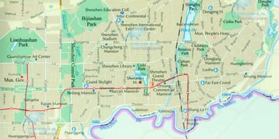 แผนที่ของ Shenzhen districts. kgm
