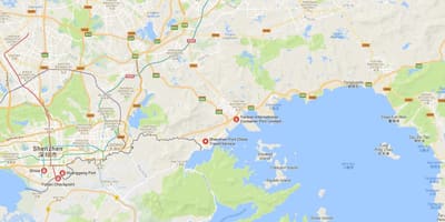 Shekou พอร์ตบนแผนที่